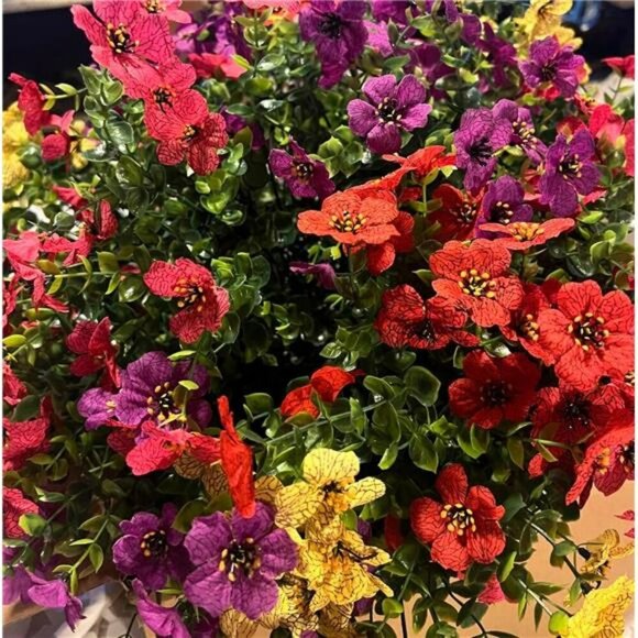 Artificial Hanging Daisy Flowers Basket Faux Fall Porch Outdoor Decor UV Safe - Picture 7 of 8